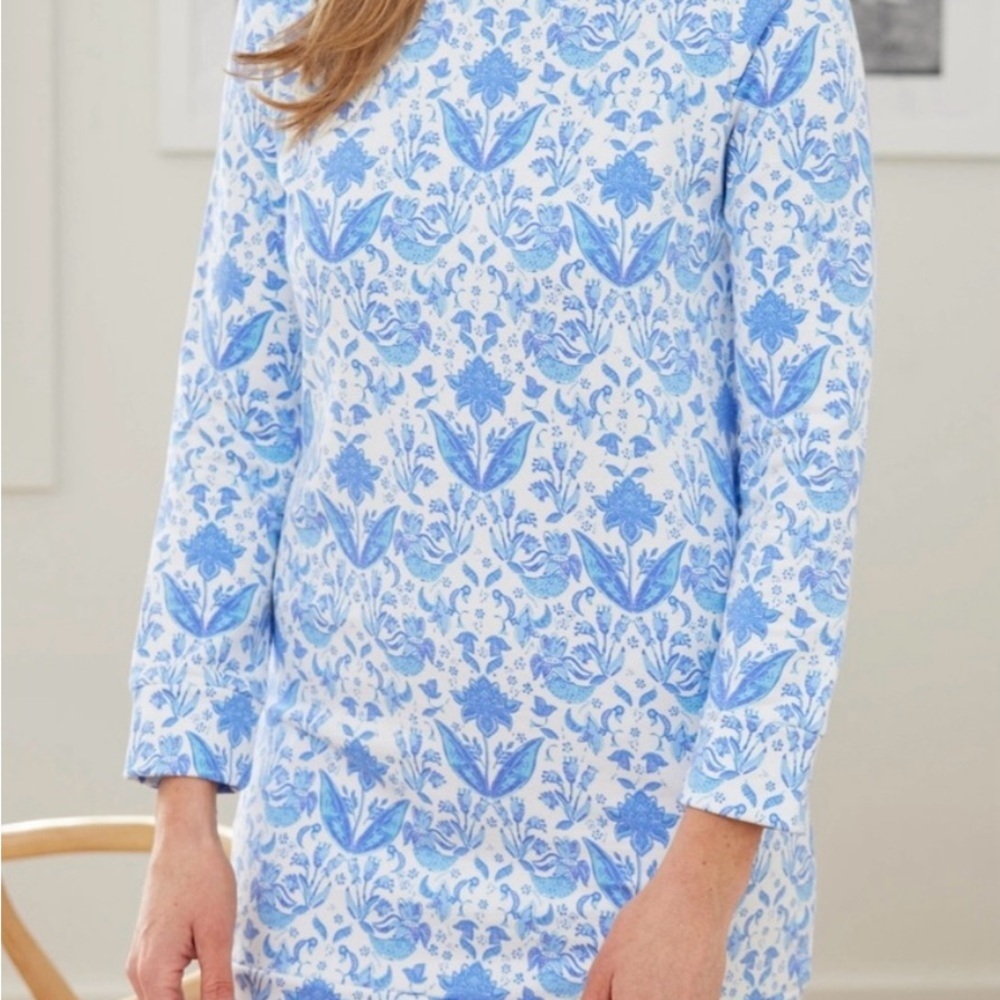 Sail to Sable Dress Crewneck STS Batik Blue Long Sleeve Spring day dress nap - Picture 8 of 9